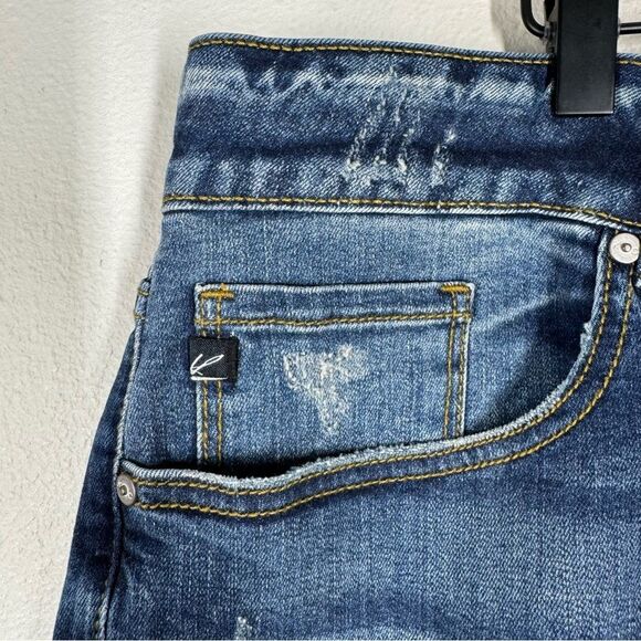 KanCan Destructed Cuffed Skinny Jeans Medium Wash Stretch Denim Plus Size 24 - Picture 3 of 10